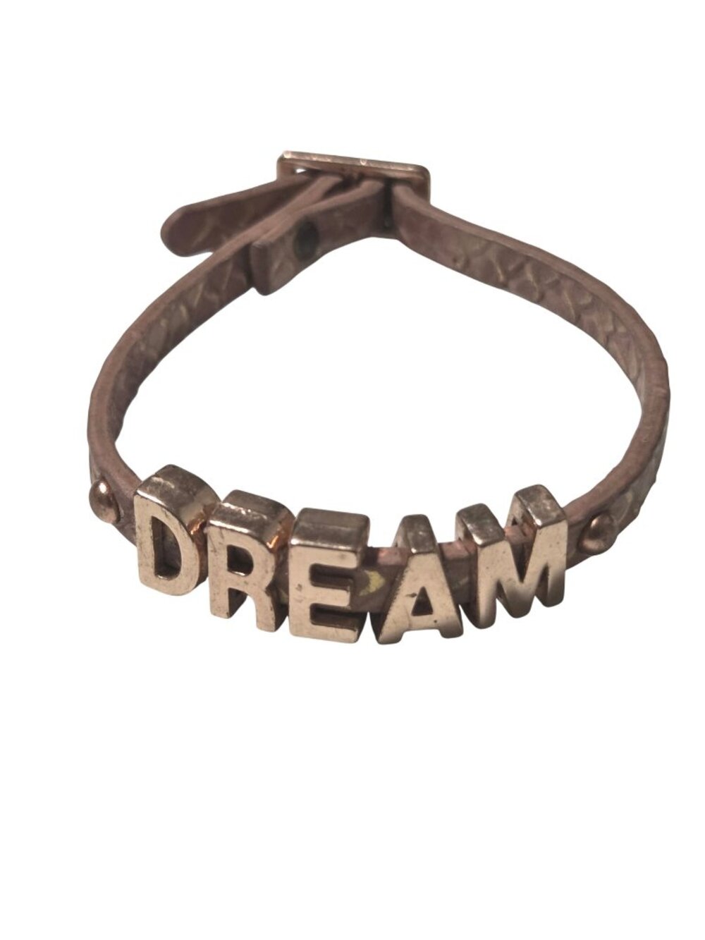Dream Inspirational Bracelet Brown Leather Gold Tone Wanderlust Fashion Jewelry